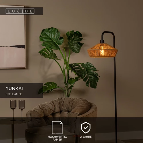 Lucide YUNKAI - Stehlampe - Ø 40 cm - 1xE27 - Natürlich - USP